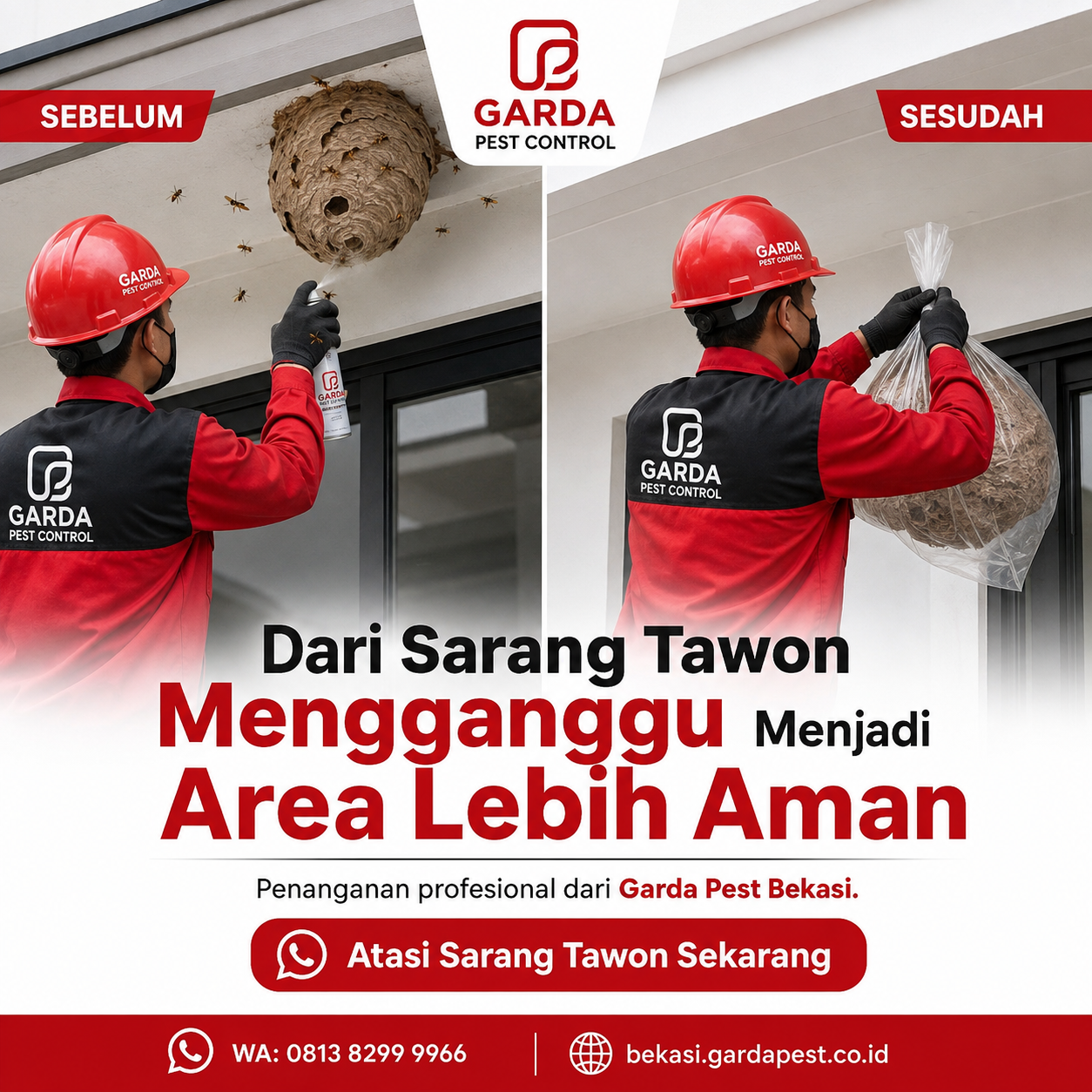 Jasa Pembasmi Sarang Tawon Bekasi 24 Jam Siaga Penanganan Cepat
